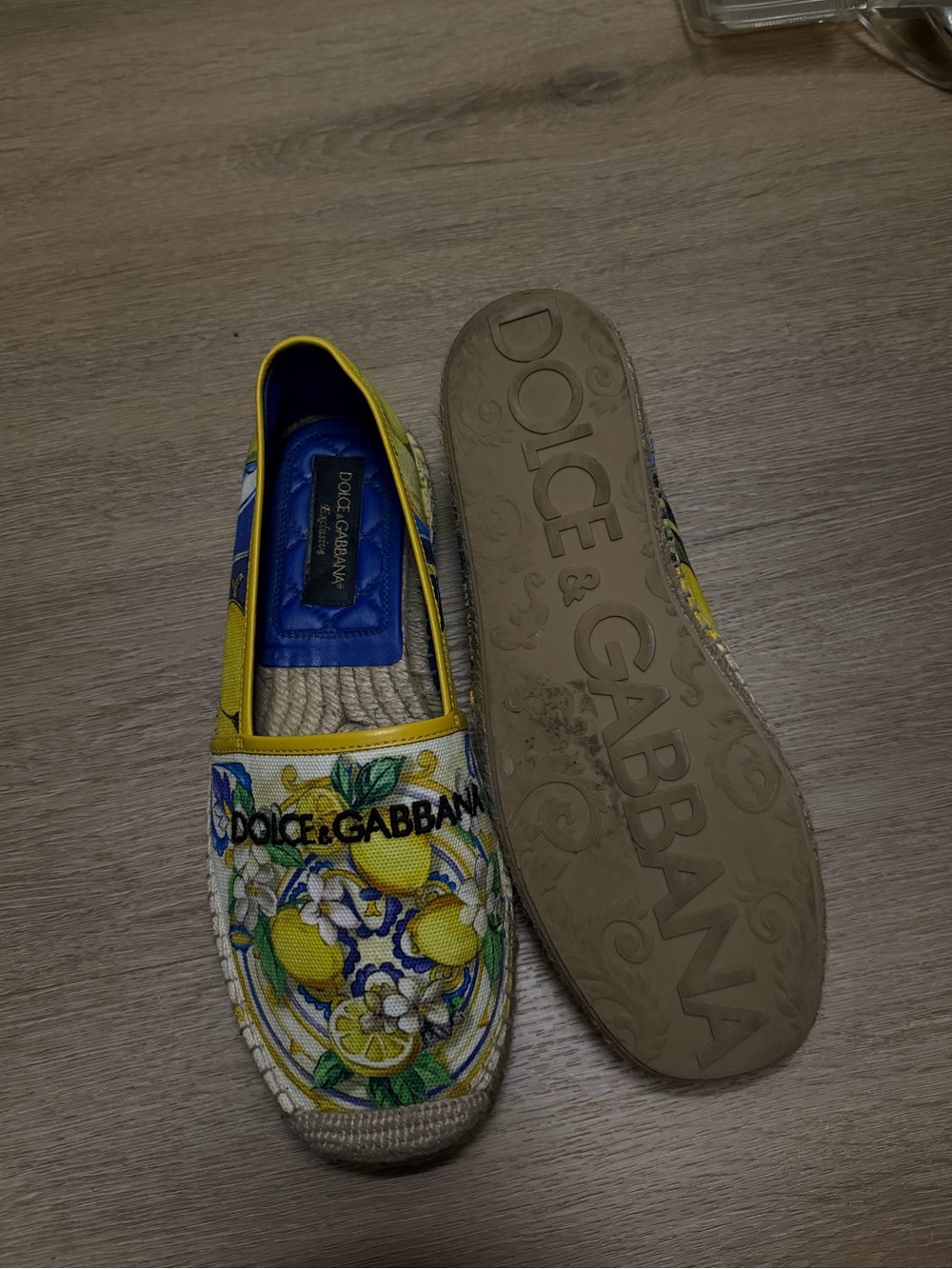 Dolce & Gabbana Lemon-Print Canvas Espadrilles in Yellow and Blue - Picture 2 of 2